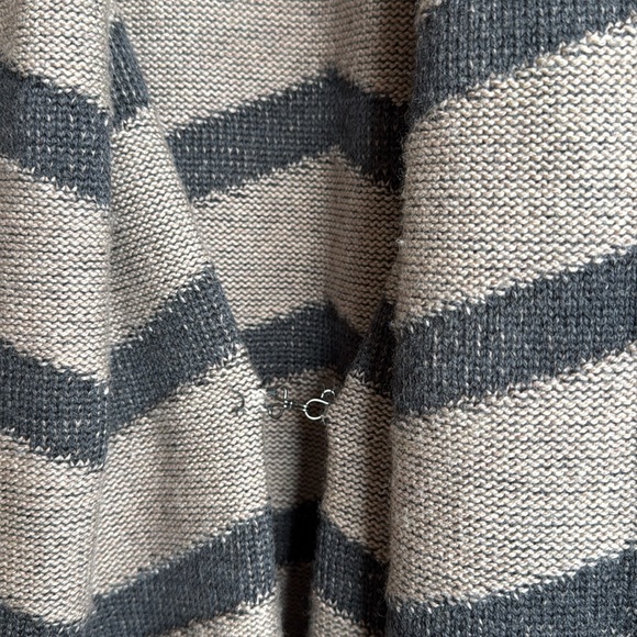 Haute Hippie Black/Brown gray/Tan Merino Wool Striped Jacquard M/L- Cardigan - Picture 4 of 6